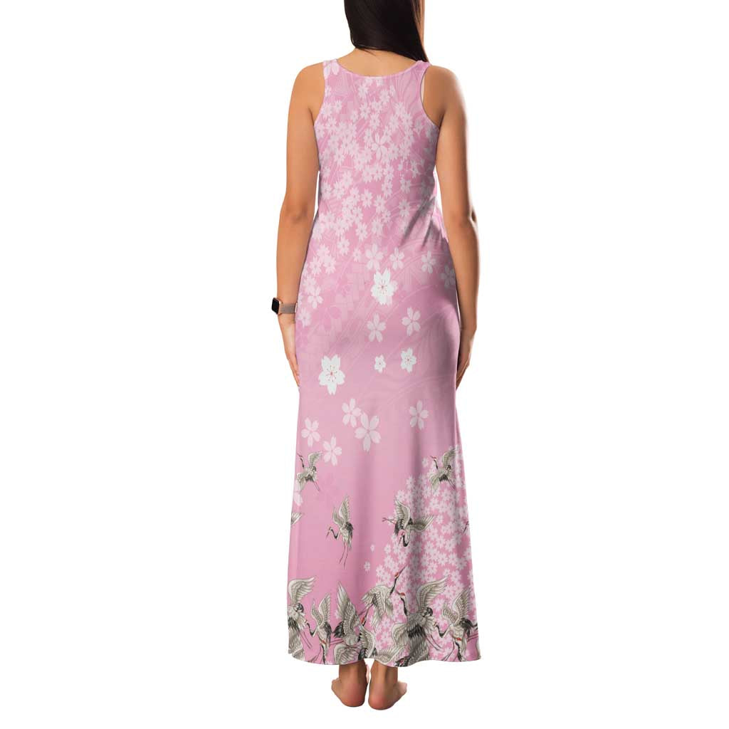 Cranes Sakura Floral Pink Pastel Family Matching Tank Maxi Dress and Hawaiian Shirt Hawaii Japan Culture - Polynesian Pride