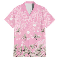 Cranes Sakura Floral Pink Pastel Hawaiian Shirt Hawaii Japan Culture LT01 Pink - Polynesian Pride