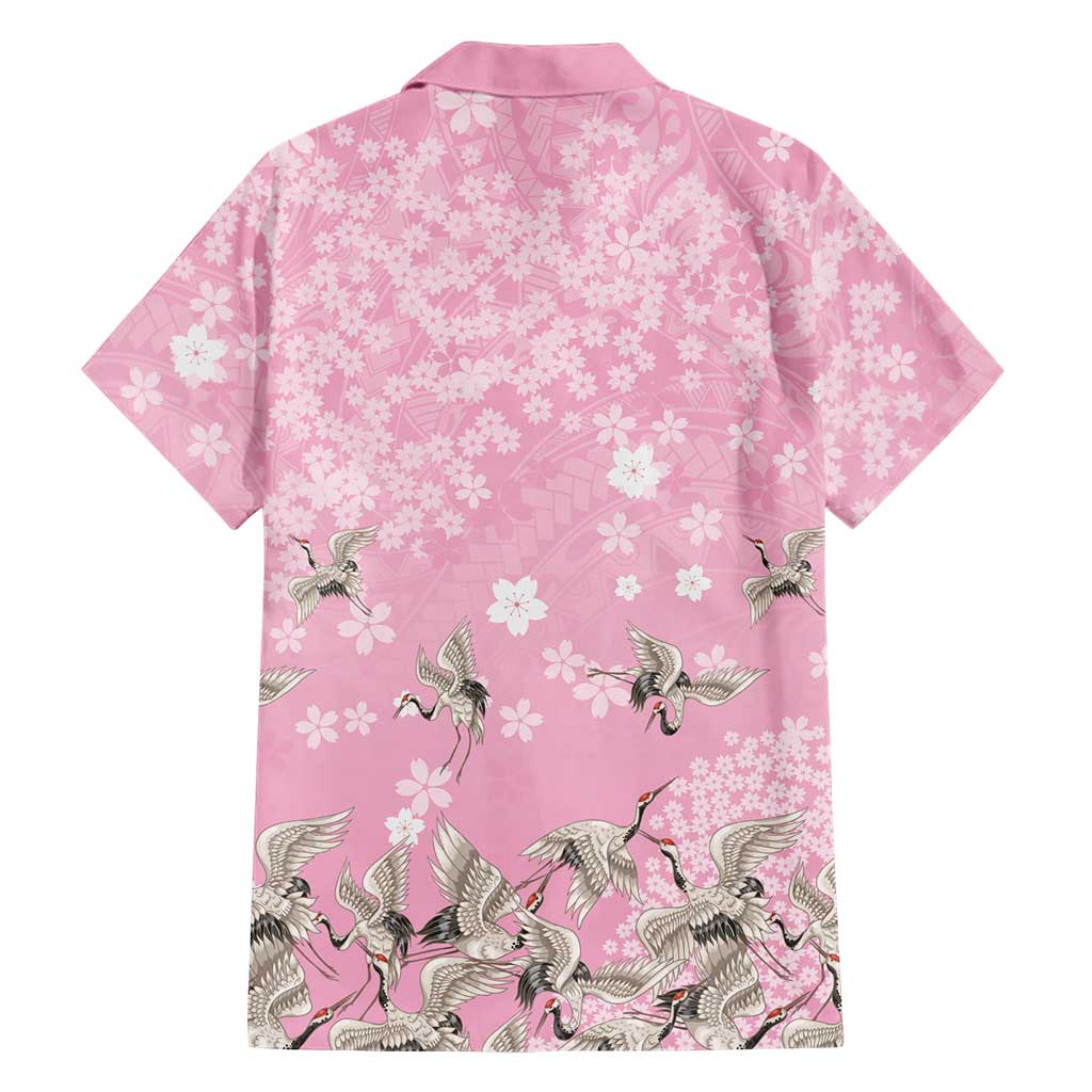 Cranes Sakura Floral Pink Pastel Hawaiian Shirt Hawaii Japan Culture LT01 - Polynesian Pride