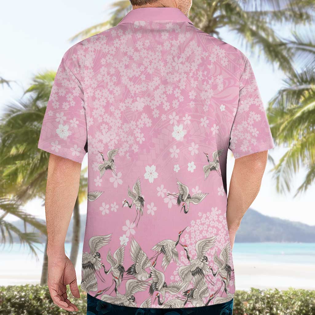 Cranes Sakura Floral Pink Pastel Hawaiian Shirt Hawaii Japan Culture LT01 - Polynesian Pride