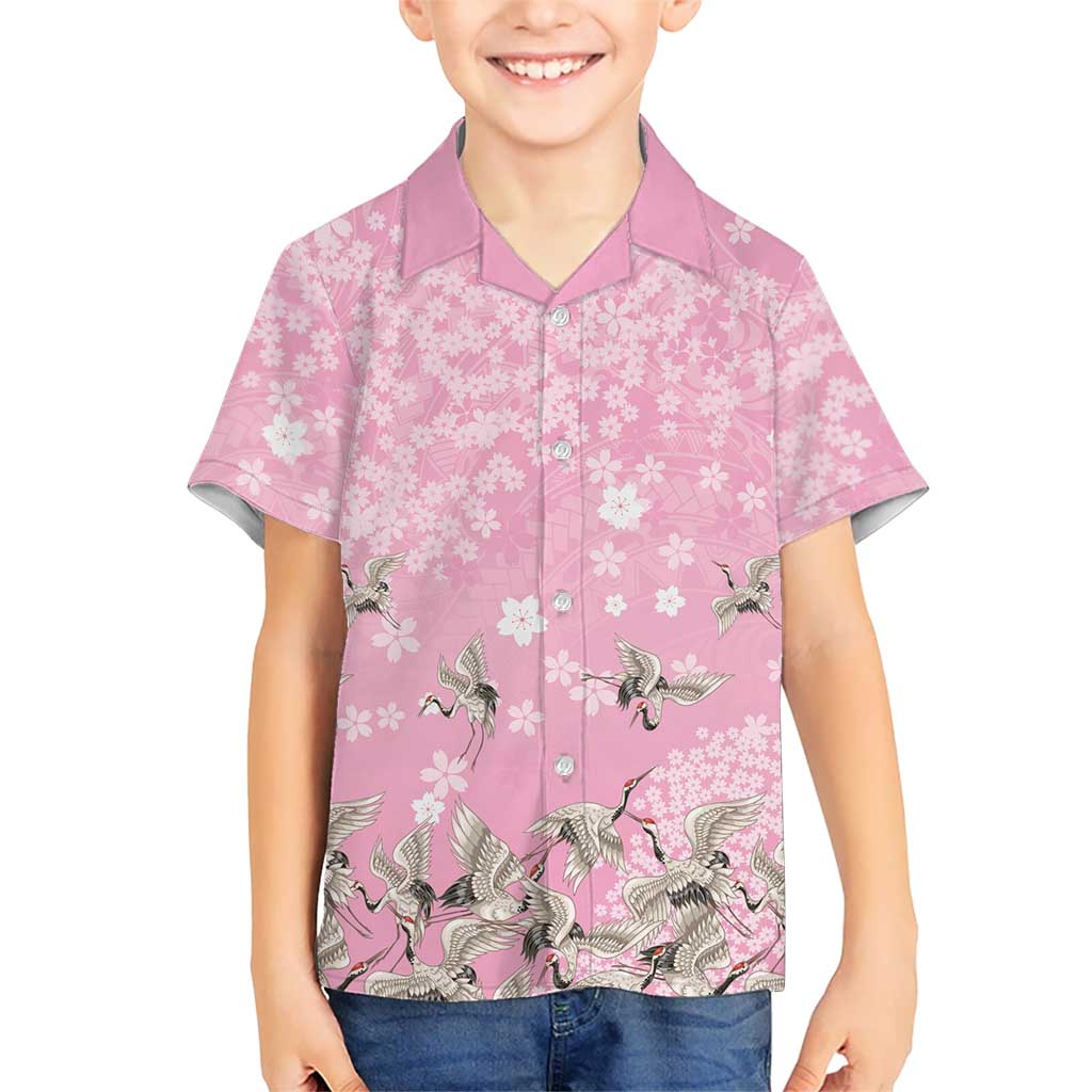 Cranes Sakura Floral Pink Pastel Hawaiian Shirt Hawaii Japan Culture LT01 - Polynesian Pride