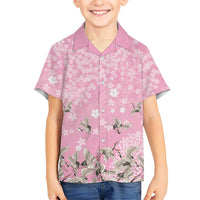 Cranes Sakura Floral Pink Pastel Hawaiian Shirt Hawaii Japan Culture LT01 - Polynesian Pride