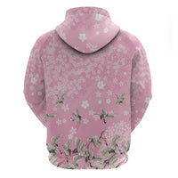 Cranes Sakura Floral Pink Pastel Hoodie Hawaii Japan Culture LT01 - Polynesian Pride