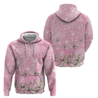 Cranes Sakura Floral Pink Pastel Hoodie Hawaii Japan Culture LT01 - Polynesian Pride