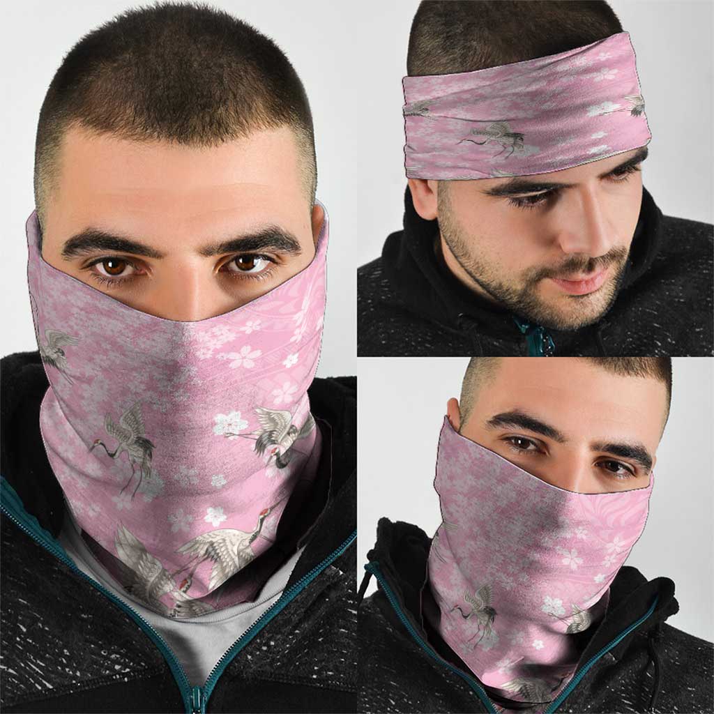Cranes Sakura Floral Pink Pastel Neck Gaiter Hawaii Japan Culture - Polynesian Pride