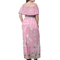 Cranes Sakura Floral Pink Pastel Off Shoulder Maxi Dress Hawaii Japan Culture LT01 - Polynesian Pride
