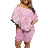 Cranes Sakura Floral Pink Pastel Off Shoulder Short Dress Hawaii Japan Culture LT01 Women Pink - Polynesian Pride