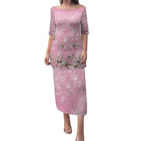 Cranes Sakura Floral Pink Pastel Puletasi Hawaii Japan Culture - Polynesian Pride