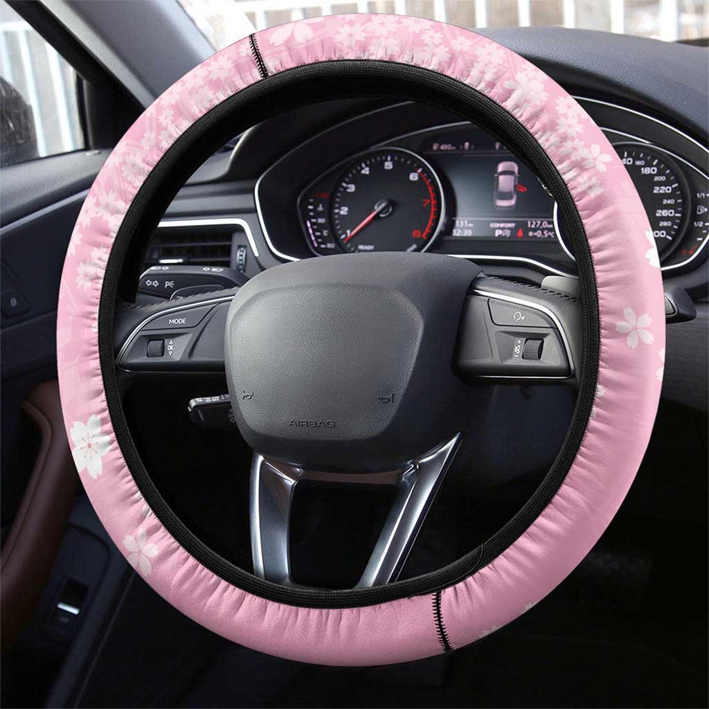 Cranes Sakura Floral Pink Pastel Steering Wheel Cover Hawaii Japan Culture LT01 - Polynesian Pride