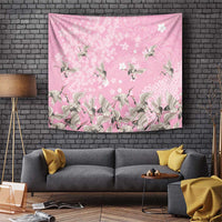 Cranes Sakura Floral Pink Pastel Tapestry Hawaii Japan Culture LT01 Pink - Polynesian Pride