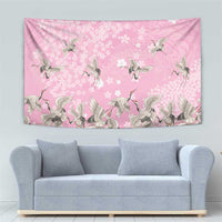 Cranes Sakura Floral Pink Pastel Tapestry Hawaii Japan Culture LT01 - Polynesian Pride