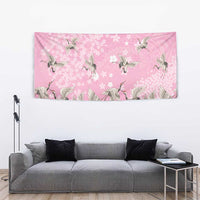 Cranes Sakura Floral Pink Pastel Tapestry Hawaii Japan Culture LT01 - Polynesian Pride