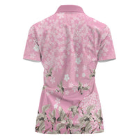 Cranes Sakura Floral Pink Pastel Women Polo Shirt Hawaii Japan Culture LT01 - Polynesian Pride