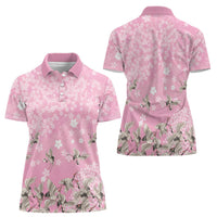 Cranes Sakura Floral Pink Pastel Women Polo Shirt Hawaii Japan Culture LT01 - Polynesian Pride