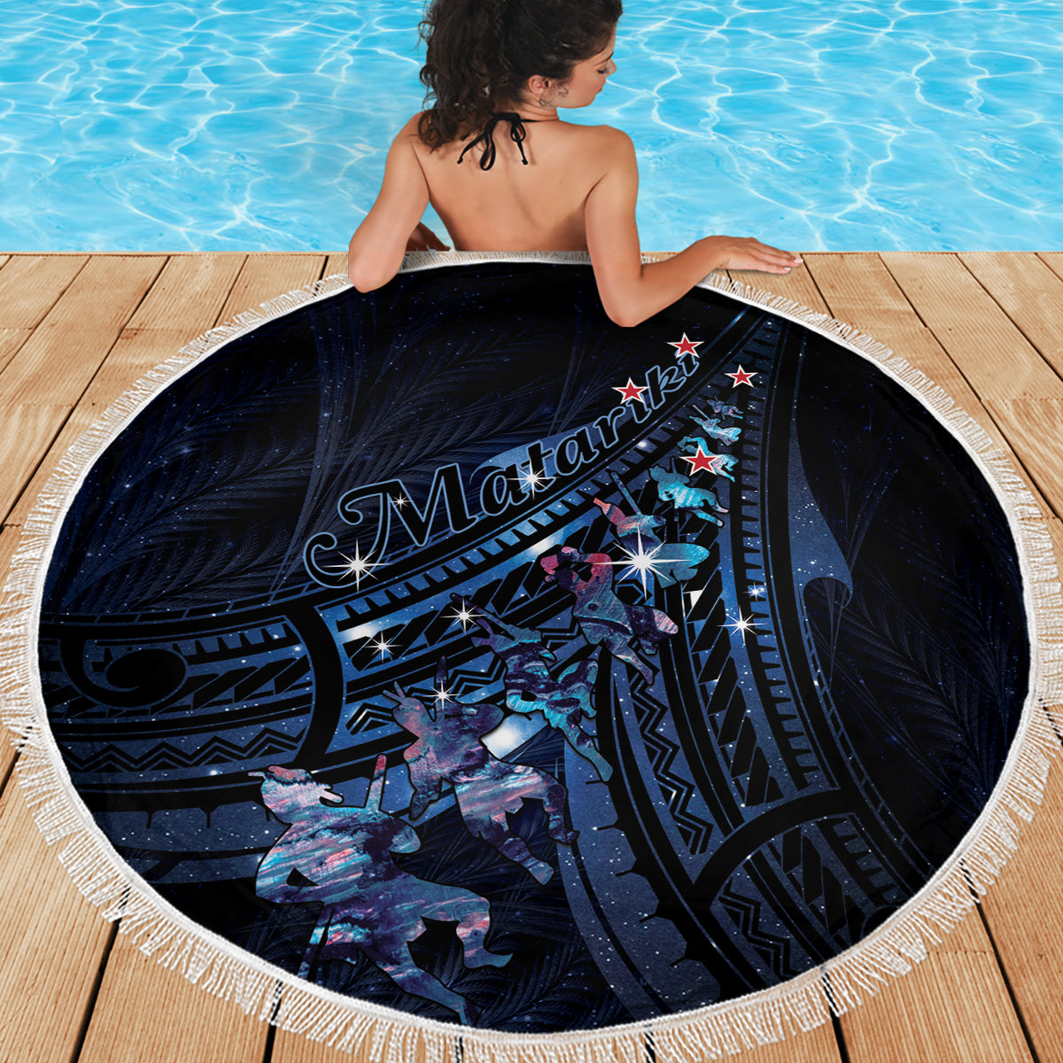 Matariki Paua Shell New Zealand Beach Blanket Haka Dance At The Starry Night