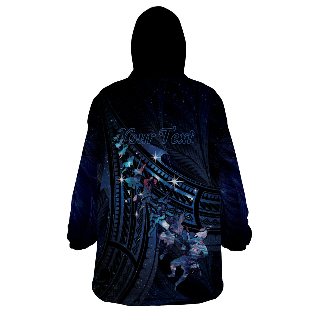 Personalised Matariki Paua Shell New Zealand Wearable Blanket Hoodie Haka Dance At The Starry Night