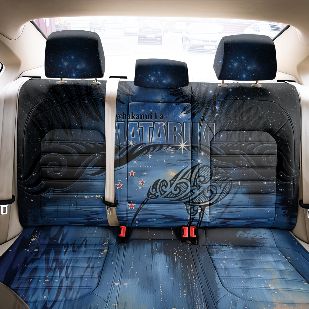 Matariki Kiwi Back Car Seat Cover Silver Fern LT01 - Polynesian Pride
