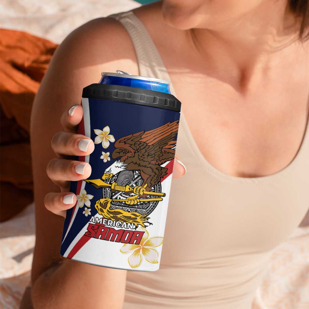 Personalized American Samoa 4 in 1 Can Cooler Tumbler Amerika Samoa Bald Eagle