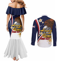 Personalized American Samoa Couples Matching Mermaid Dress and Long Sleeve Button Shirt Amerika Samoa Bald Eagle