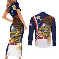 Personalized American Samoa Couples Matching Short Sleeve Bodycon Dress and Long Sleeve Button Shirt Amerika Samoa Bald Eagle
