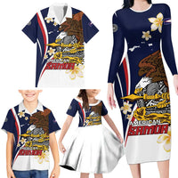 Personalized American Samoa Family Matching Long Sleeve Bodycon Dress and Hawaiian Shirt Amerika Samoa Bald Eagle