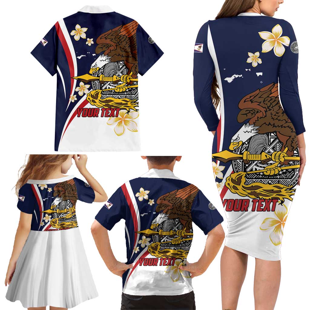 Personalized American Samoa Family Matching Long Sleeve Bodycon Dress and Hawaiian Shirt Amerika Samoa Bald Eagle