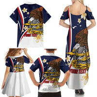 Personalized American Samoa Family Matching Summer Maxi Dress and Hawaiian Shirt Amerika Samoa Bald Eagle