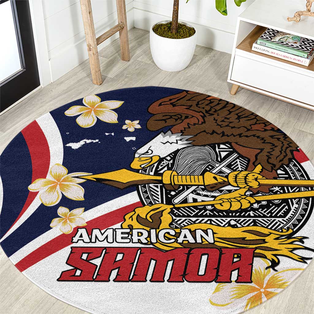 Personalized American Samoa Round Carpet Amerika Samoa Bald Eagle