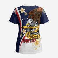 Personalized American Samoa Scrub Top Amerika Samoa Bald Eagle - Polynesian Pride