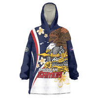 Personalized American Samoa Wearable Blanket Hoodie Amerika Samoa Bald Eagle
