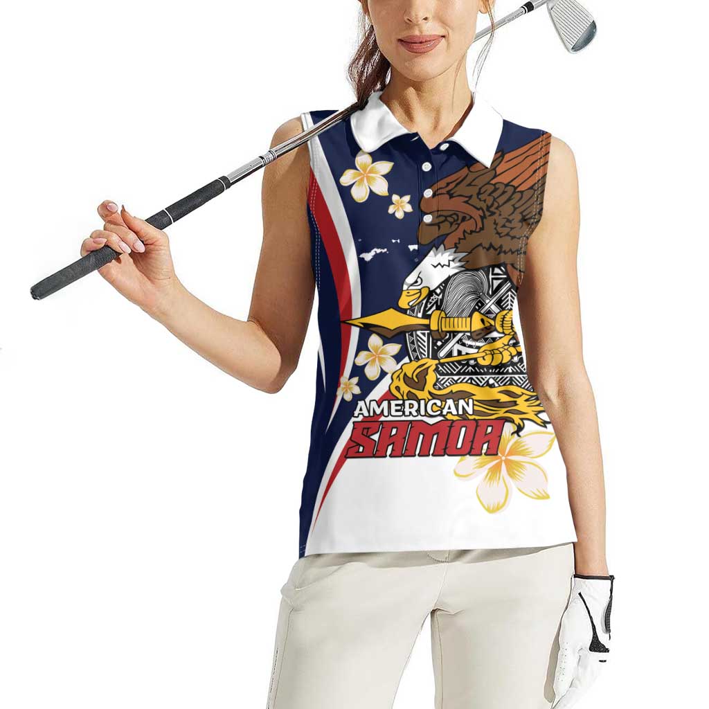 Personalized American Samoa Women Sleeveless Polo Shirt Amerika Samoa Bald Eagle LT01 - Polynesian Pride
