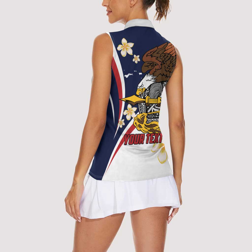 Personalized American Samoa Women Sleeveless Polo Shirt Amerika Samoa Bald Eagle LT01 - Polynesian Pride