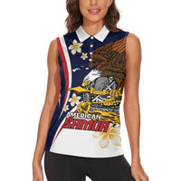 Personalized American Samoa Women Sleeveless Polo Shirt Amerika Samoa Bald Eagle LT01 - Polynesian Pride