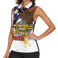 Personalized American Samoa Women Sleeveless Polo Shirt Amerika Samoa Bald Eagle LT01 - Polynesian Pride