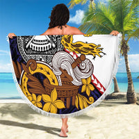 American Samoa Eagle Kava Bowl Beach Blanket Plumeria Polynesian Pattern