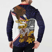 American Samoa Eagle Kava Bowl Button Sweatshirt Plumeria Polynesian Pattern