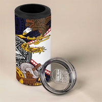 American Samoa Eagle Kava Bowl 4 in 1 Can Cooler Tumbler Plumeria Polynesian Pattern