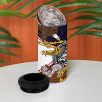 American Samoa Eagle Kava Bowl 4 in 1 Can Cooler Tumbler Plumeria Polynesian Pattern