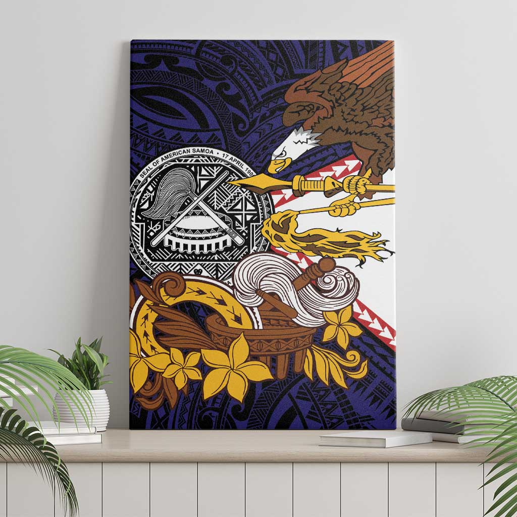 American Samoa Eagle Kava Bowl Canvas Wall Art Plumeria Polynesian Pattern