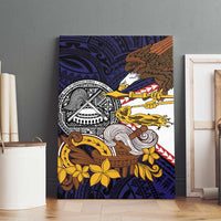 American Samoa Eagle Kava Bowl Canvas Wall Art Plumeria Polynesian Pattern