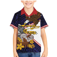 American Samoa Eagle Kava Bowl Family Matching Mermaid Dress and Hawaiian Shirt Plumeria Polynesian Pattern