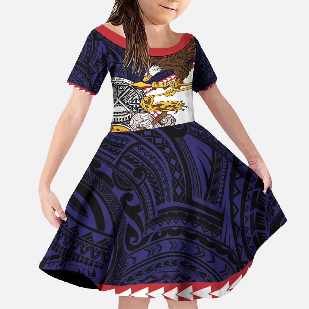 American Samoa Eagle Kava Bowl Family Matching Off Shoulder Maxi Dress and Hawaiian Shirt Plumeria Polynesian Pattern