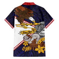 American Samoa Eagle Kava Bowl Family Matching Tank Maxi Dress and Hawaiian Shirt Plumeria Polynesian Pattern