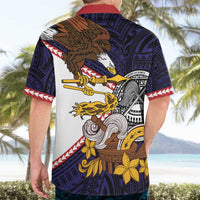 American Samoa Eagle Kava Bowl Hawaiian Shirt Plumeria Polynesian Pattern