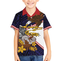 American Samoa Eagle Kava Bowl Kid Hawaiian Shirt Plumeria Polynesian Pattern