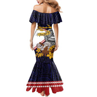 American Samoa Eagle Kava Bowl Mermaid Dress Plumeria Polynesian Pattern