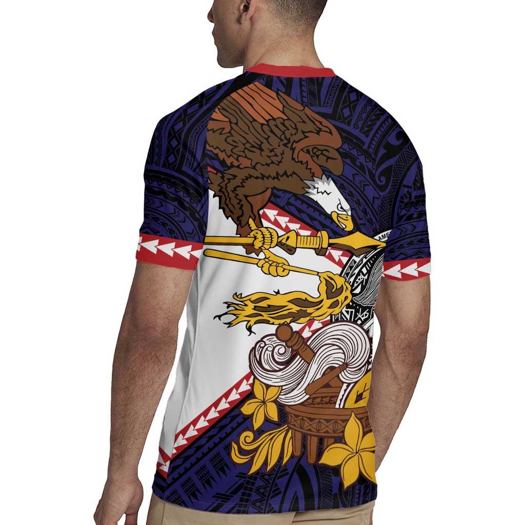 American Samoa Eagle Kava Bowl Rugby Jersey Plumeria Polynesian Pattern