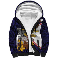 American Samoa Eagle Kava Bowl Sherpa Hoodie Plumeria Polynesian Pattern