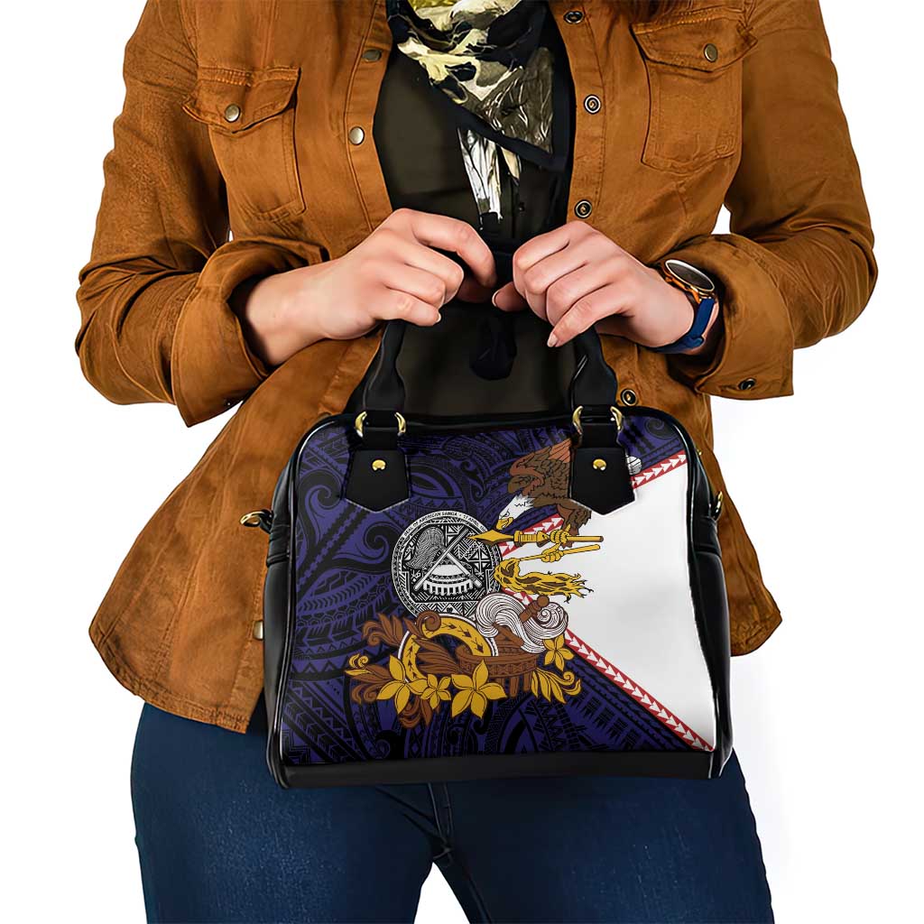 American Samoa Eagle Kava Bowl Shoulder Handbag Plumeria Polynesian Pattern