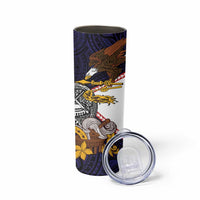 American Samoa Eagle Kava Bowl Skinny Tumbler Plumeria Polynesian Pattern